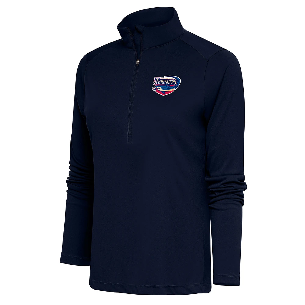 Women's Antigua Navy Clearwater Threshers Tribute Half-Zip Pullover Top