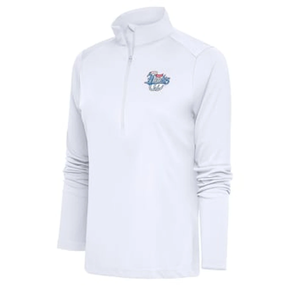 Women's Antigua White Corpus Christi Hooks Tribute Half-Zip Pullover Top