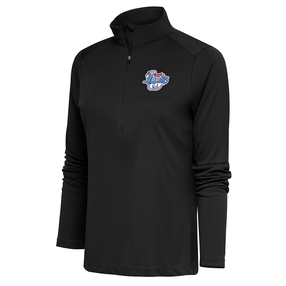 Women's Antigua Charcoal Corpus Christi Hooks Tribute Half-Zip Pullover Top