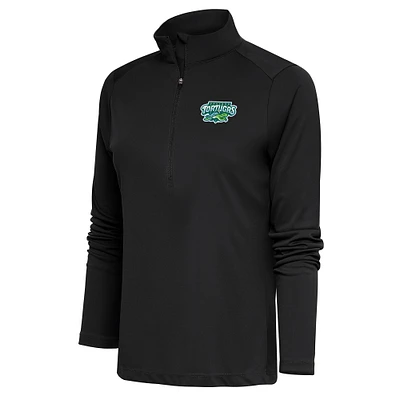 Women's Antigua Charcoal Daytona Tortugas Tribute Half-Zip Pullover Top