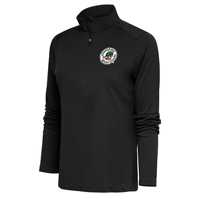 Women's Antigua Charcoal Down East Wood Ducks Tribute Half-Zip Pullover Top