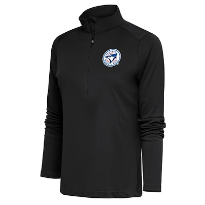 Women's Antigua Charcoal Dunedin Blue Jays Tribute Half-Zip Pullover Top