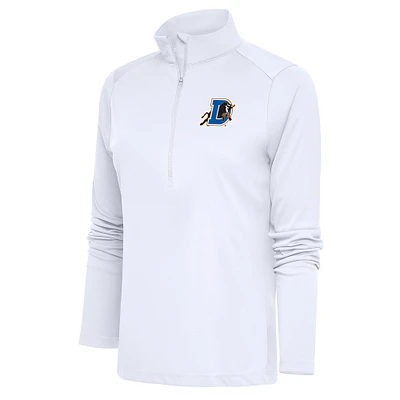 Women's Antigua White Durham Bulls Tribute Half-Zip Pullover Top