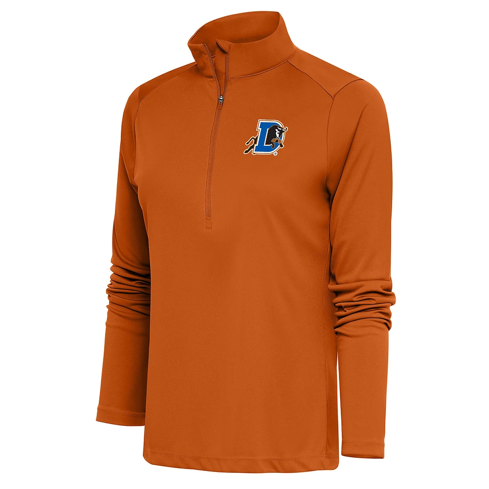 Women's Antigua Burnt Orange Durham Bulls Tribute Half-Zip Pullover Top