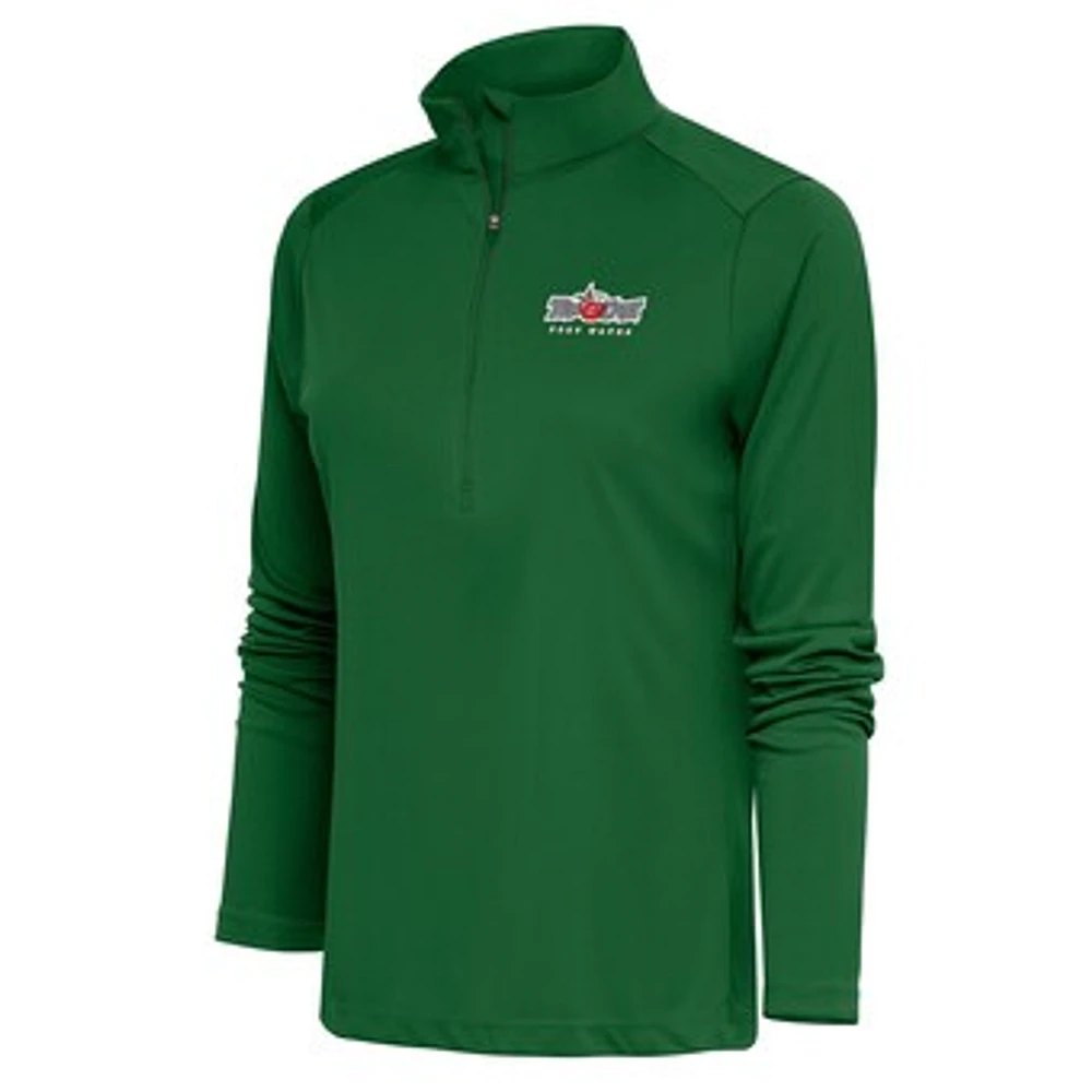 Women's Antigua Hunter Green Fort Wayne TinCaps Tribute Half-Zip Pullover Top