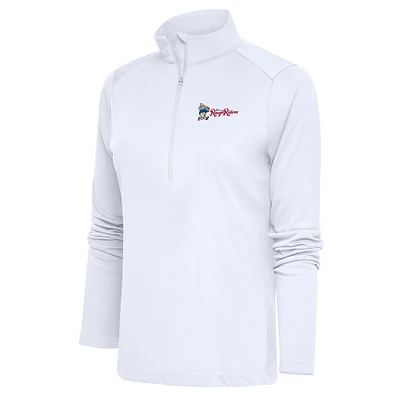 Women's Antigua White Frisco RoughRiders Tribute Half-Zip Pullover Top