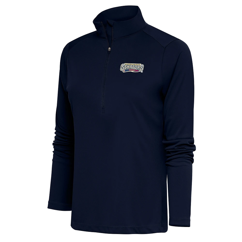 Women's Antigua Navy Harrisburg Senators Tribute Half-Zip Pullover Top