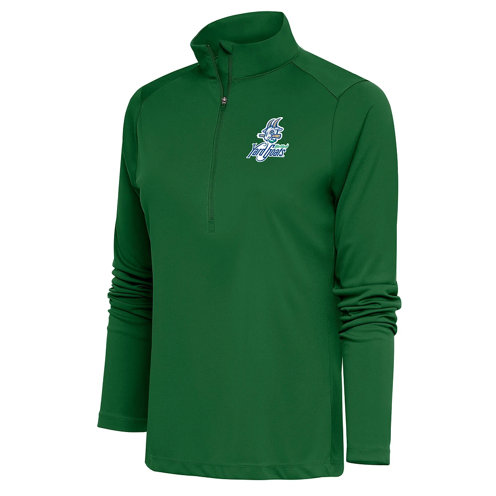 Women's Antigua Hunter Green Hartford Yard Goats Tribute Half-Zip Pullover Top