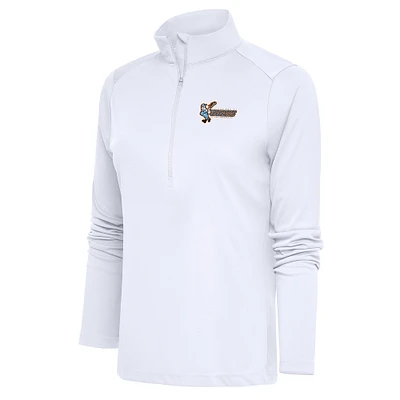 Women's Antigua White Inland Empire 66ers Tribute Half-Zip Pullover Top