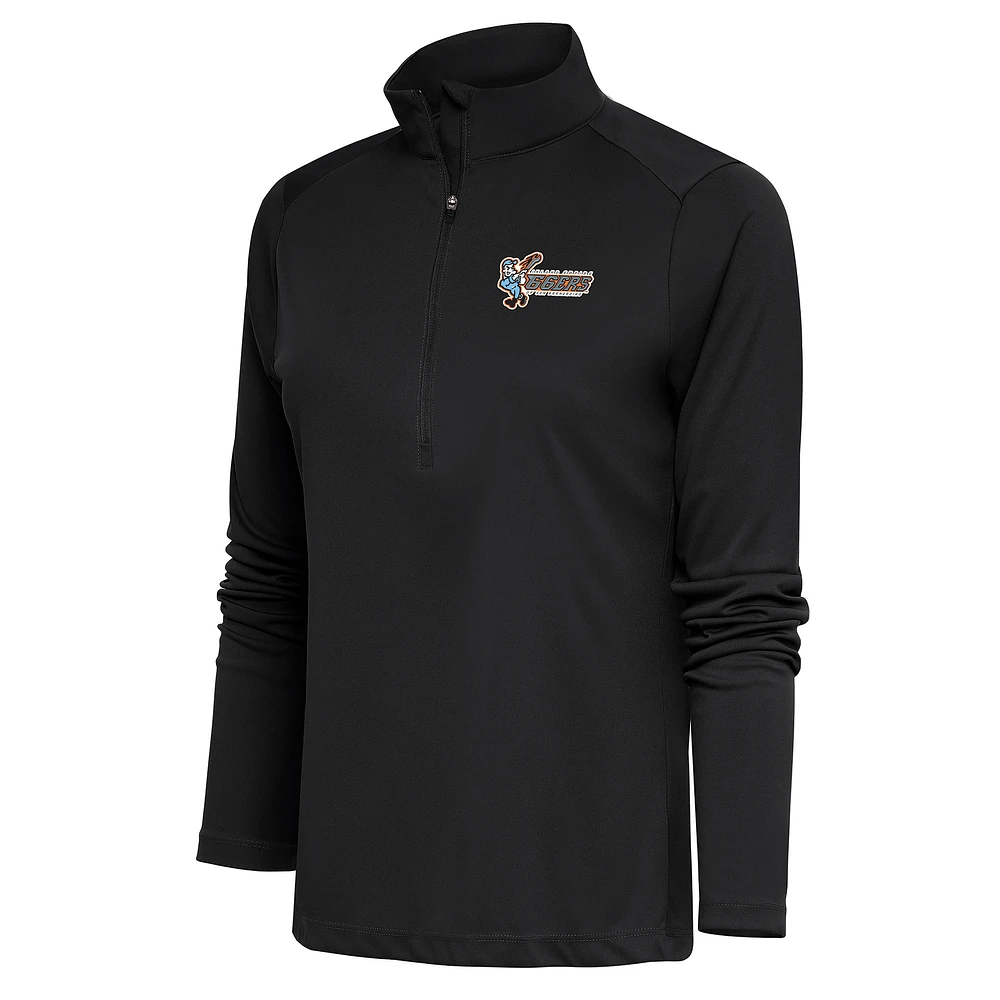 Women's Antigua Charcoal Inland Empire 66ers Tribute Half-Zip Pullover Top