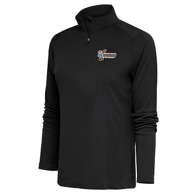 Women's Antigua Charcoal Inland Empire 66ers Tribute Half-Zip Pullover Top