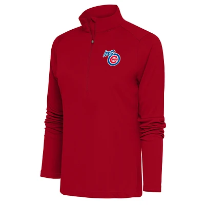 Women's Antigua Red Iowa Cubs Tribute Half-Zip Pullover Top