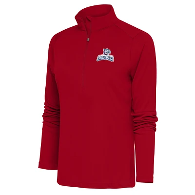 Women's Antigua Red Lehigh Valley IronPigs Tribute Half-Zip Pullover Top