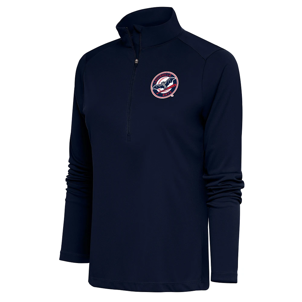 Women's Antigua Navy Louisville Bats Tribute Half-Zip Pullover Top