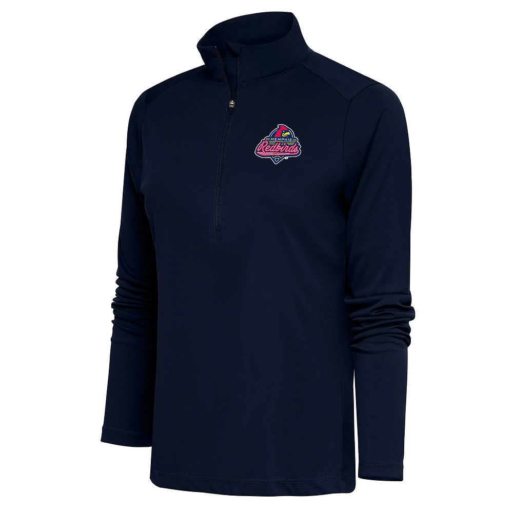 Women's Antigua Navy Memphis Redbirds Tribute Half-Zip Pullover Top
