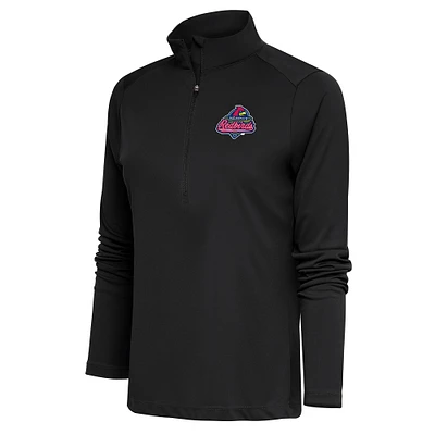 Women's Antigua Charcoal Memphis Redbirds Tribute Half-Zip Pullover Top