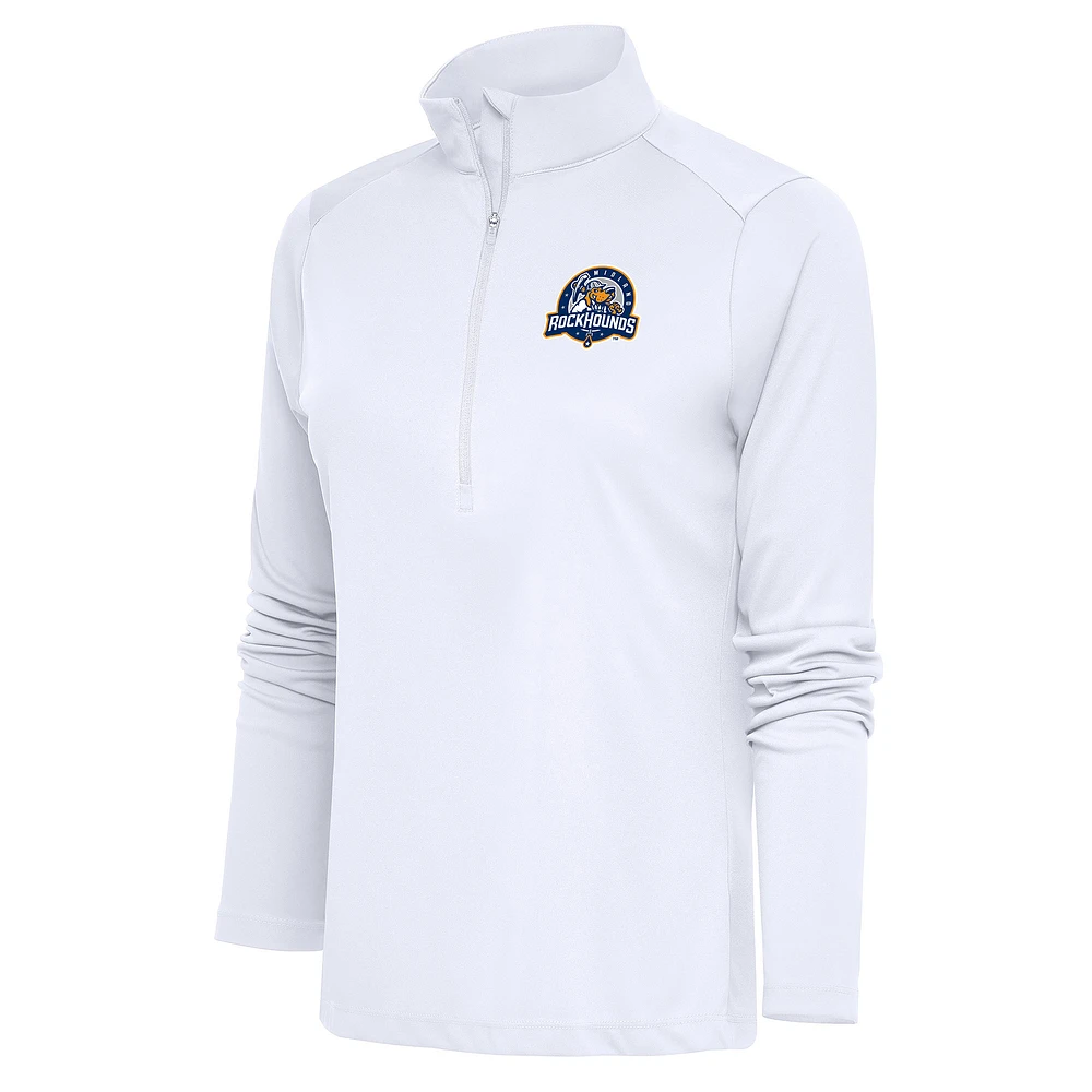 Women's Antigua White Midland Rockhounds Tribute Half-Zip Pullover Top