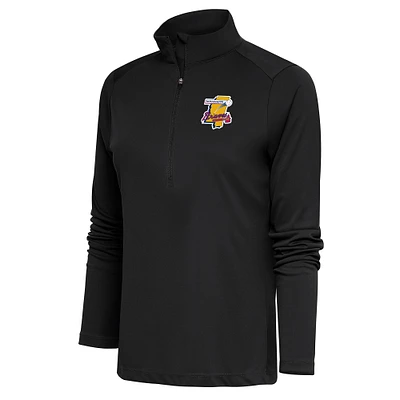 Women's Antigua Charcoal Mississippi Braves Tribute Half-Zip Pullover Top