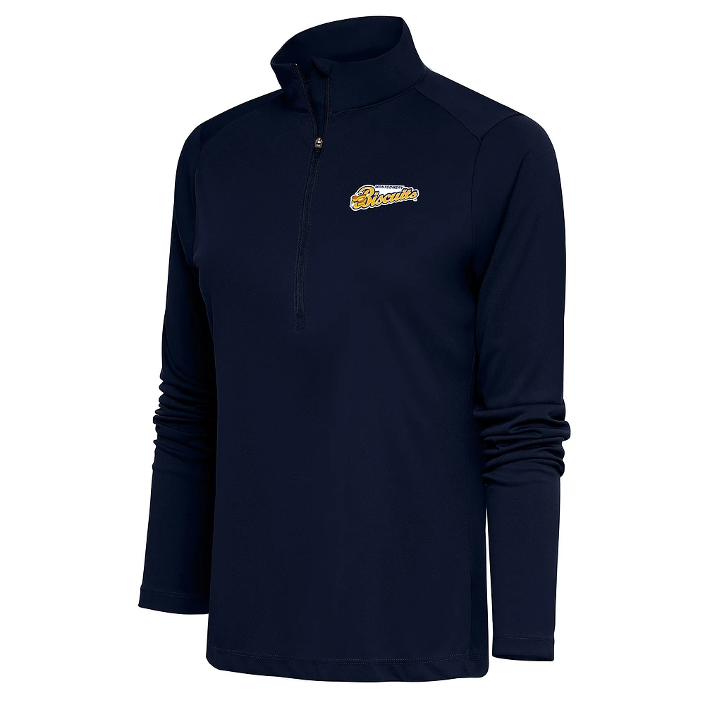 Women's Antigua Navy Montgomery Biscuits Tribute Half-Zip Pullover Top