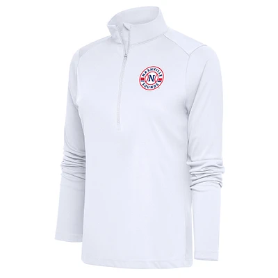 Women's Antigua  White Nashville Sounds Tribute Half-Zip Pullover Top