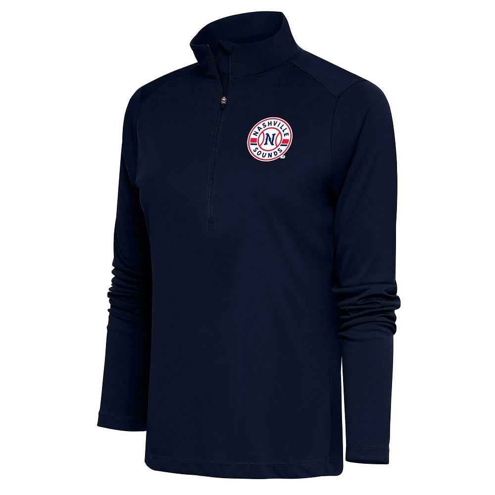 Women's Antigua Navy Nashville Sounds Tribute Half-Zip Pullover Top