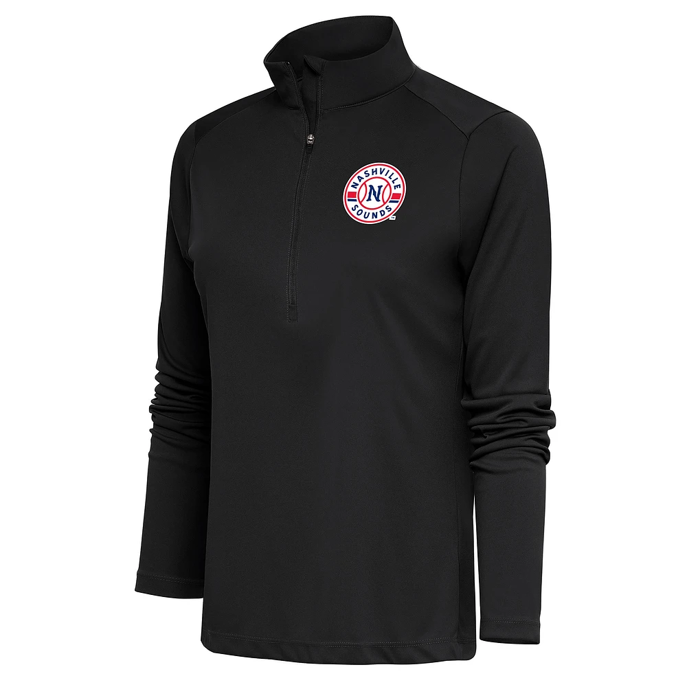 Women's Antigua Charcoal Nashville Sounds Tribute Half-Zip Pullover Top