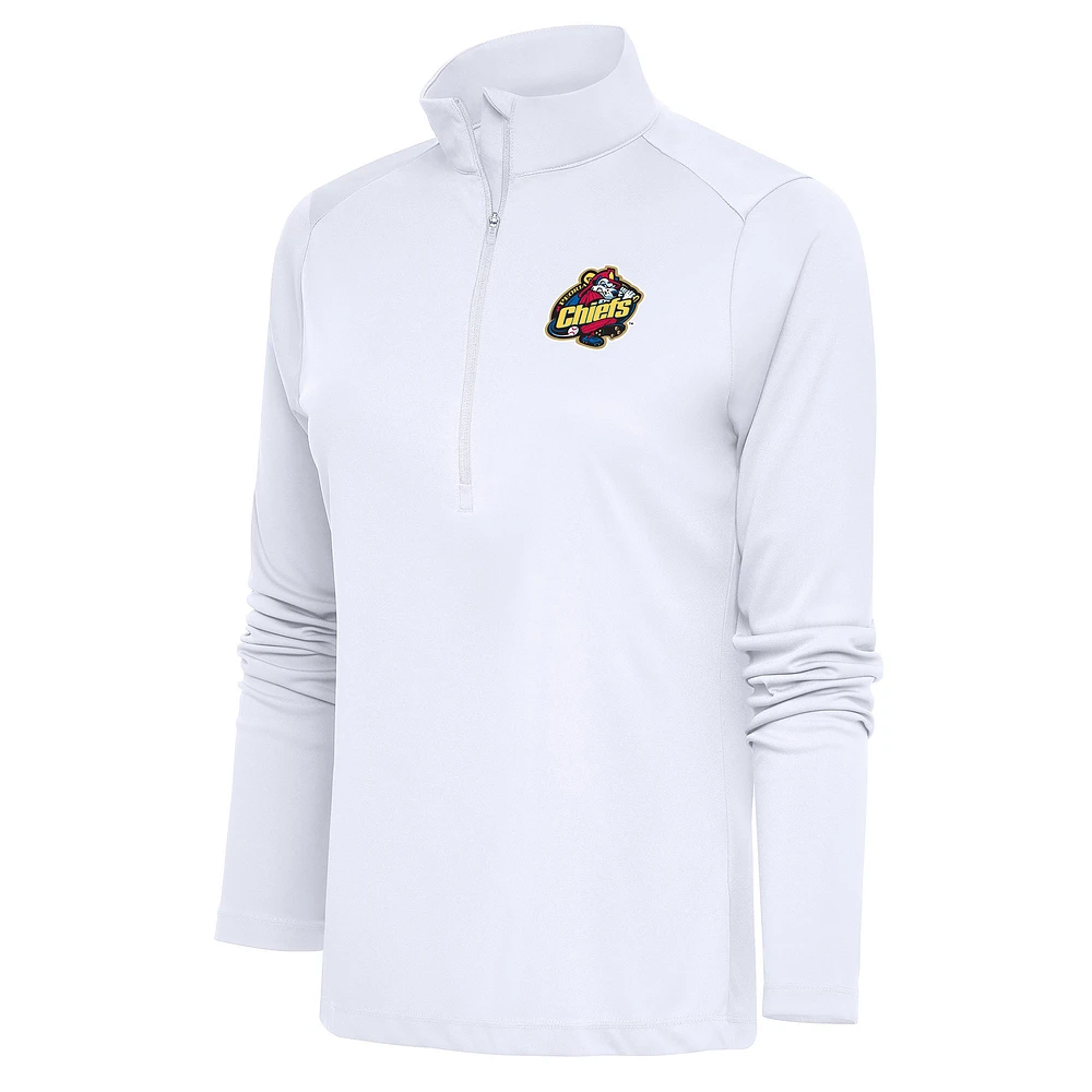 Women's Antigua White Peoria Chiefs Tribute Half-Zip Pullover Top