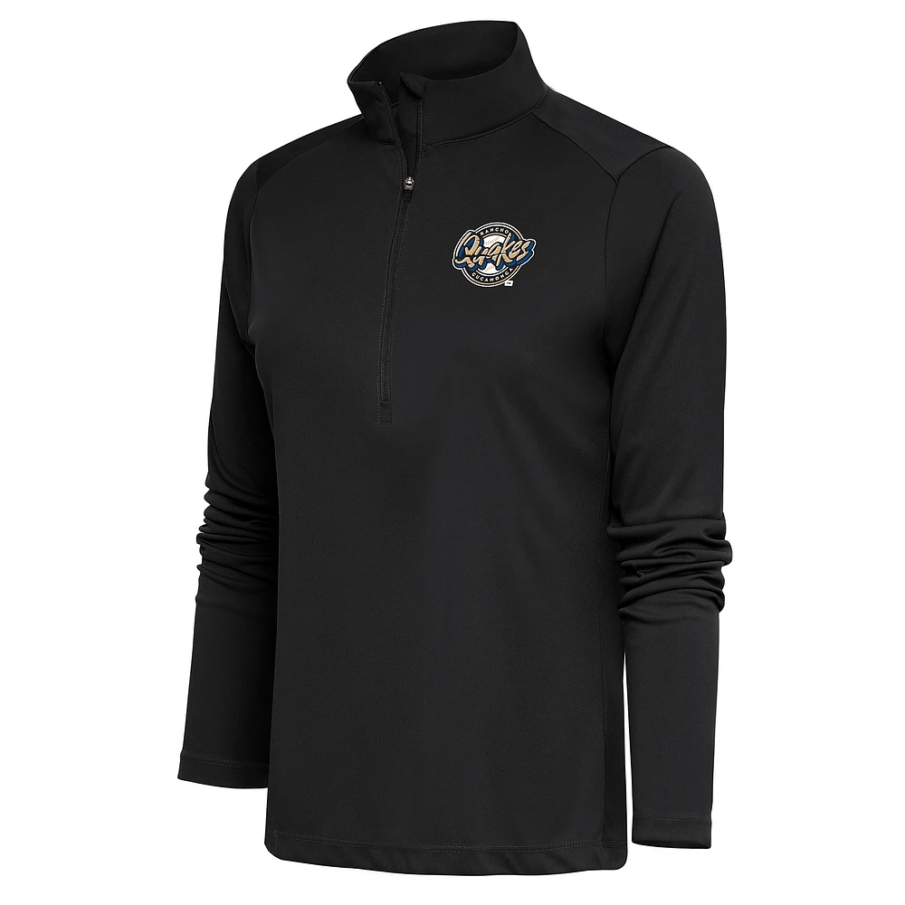 Women's Antigua Charcoal Rancho Cucamonga Quakes Tribute Half-Zip Pullover Top