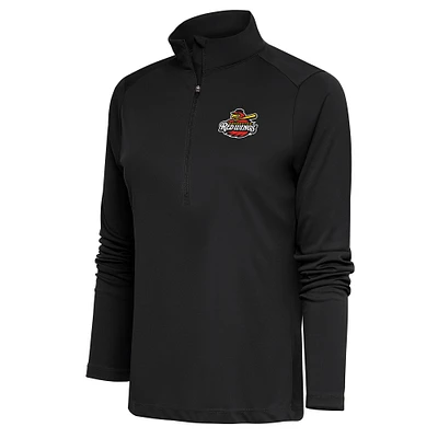 Women's Antigua Charcoal Rochester Red Wings Tribute Half-Zip Pullover Top