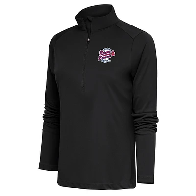 Women's Antigua Charcoal Rome Braves Tribute Half-Zip Pullover Top