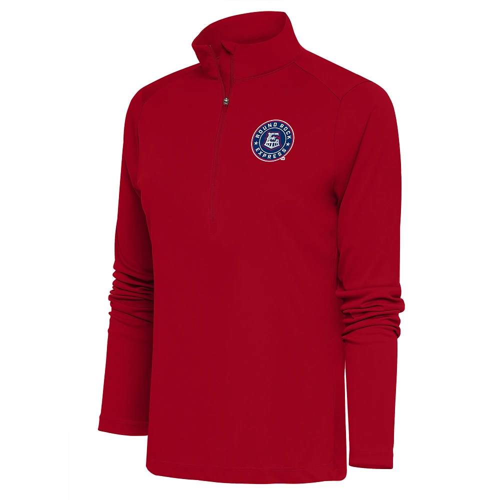 Women's Antigua Red Round Rock Express Tribute Half-Zip Pullover Top