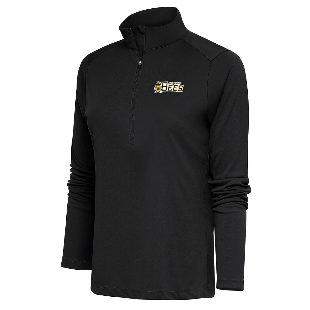 Women's Antigua Charcoal Salt Lake Bees Tribute Half-Zip Pullover Top