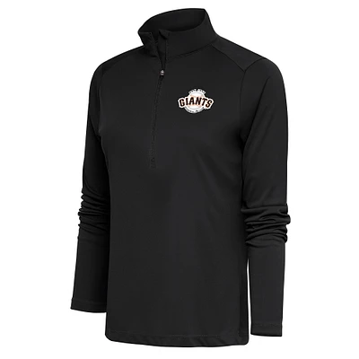 Women's Antigua Charcoal San Jose Giants Tribute Half-Zip Pullover Top