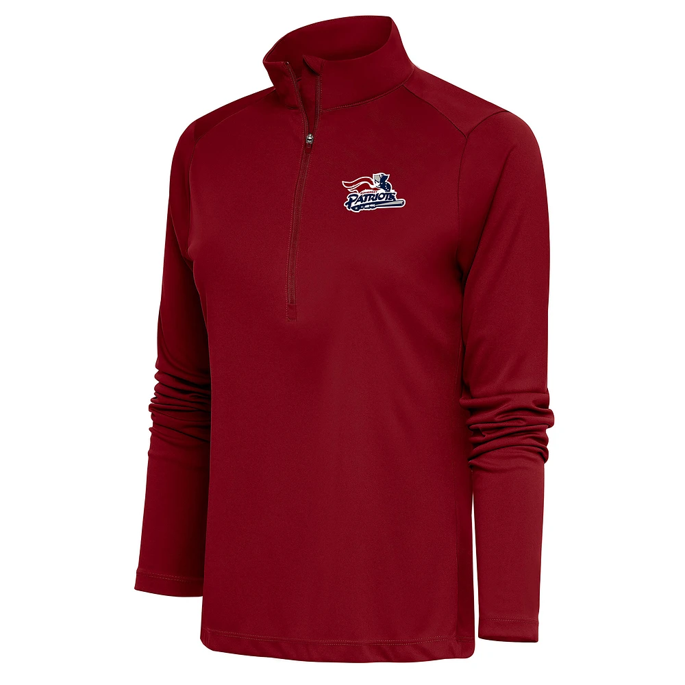 Women's Antigua Cardinal Somerset Patriots Tribute Half-Zip Pullover Top
