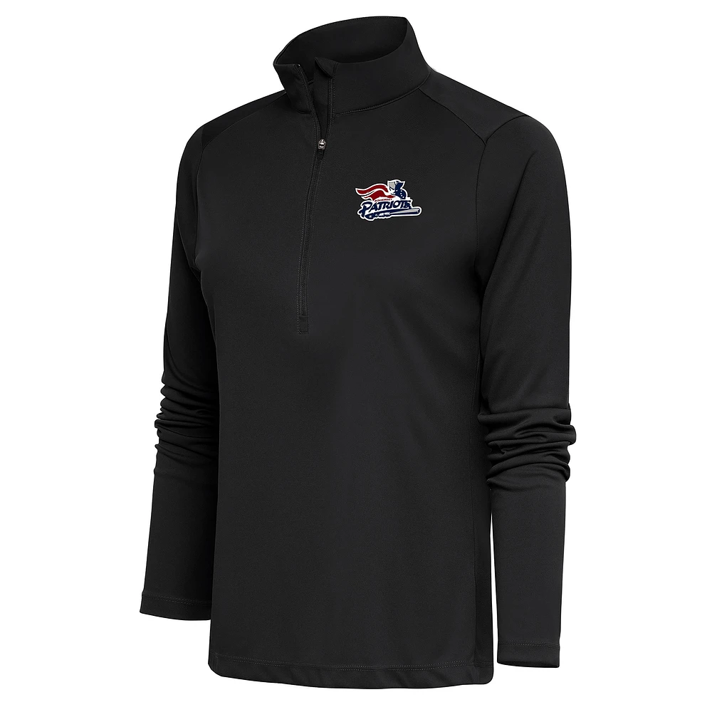 Women's Antigua Charcoal Somerset Patriots Tribute Half-Zip Pullover Top
