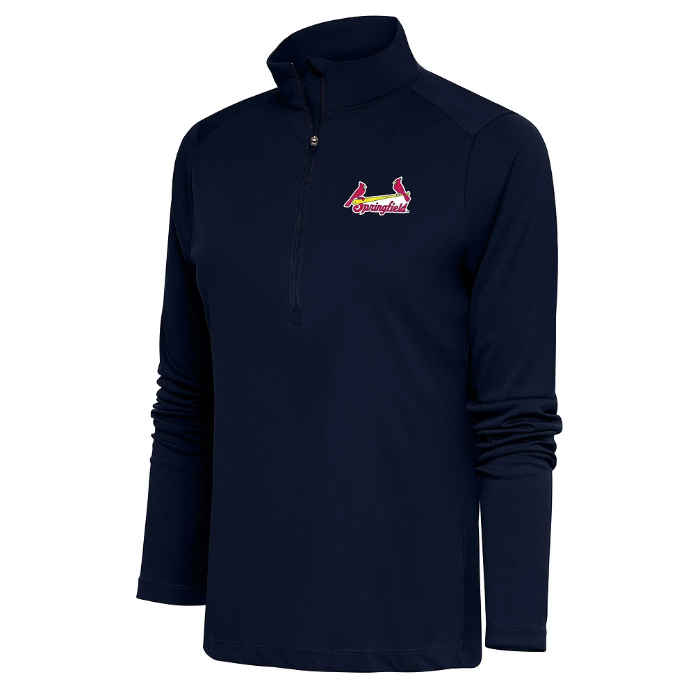 Women's Antigua Navy Springfield Cardinals Tribute Half-Zip Pullover Top