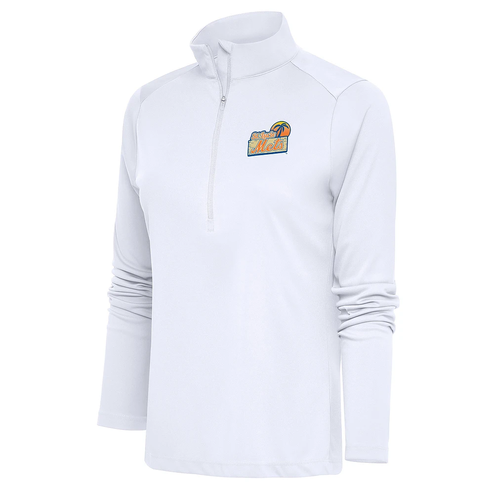 Women's Antigua St. Lucie Mets Tribute Half-Zip Pullover Top