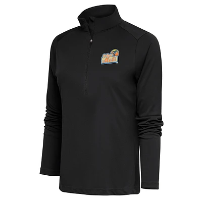 Women's Antigua Charcoal St. Lucie Mets Tribute Half-Zip Pullover Top