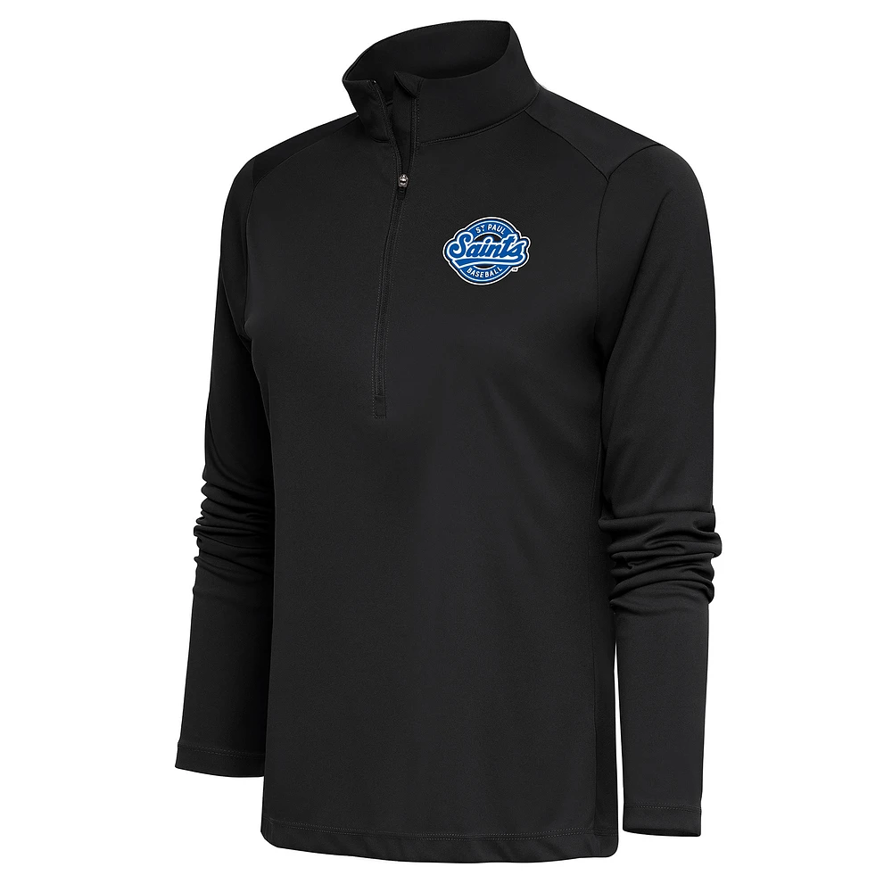Women's Antigua Charcoal St. Paul Saints Tribute Half-Zip Pullover Top