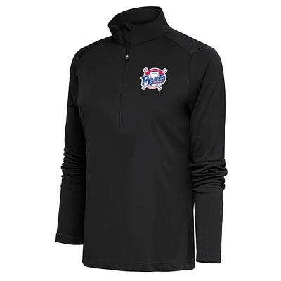 Women's Antigua  Charcoal Stockton Ports Tribute Half-Zip Pullover Top