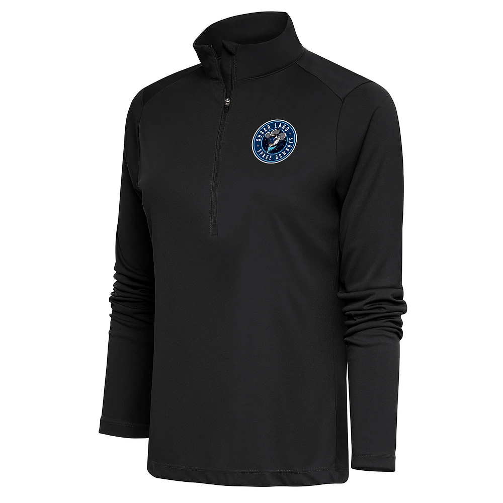 Women's Antigua Charcoal Sugar Land Space Cowboys Tribute Half-Zip Pullover Top