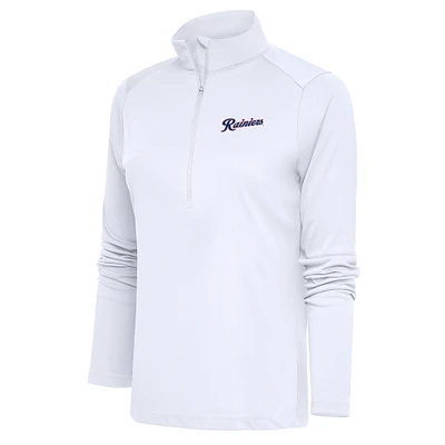 Women's Antigua White Tacoma Rainiers Tribute Half-Zip Pullover Top