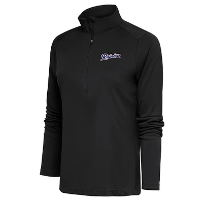 Women's Antigua Charcoal Tacoma Rainiers Tribute Half-Zip Pullover Top