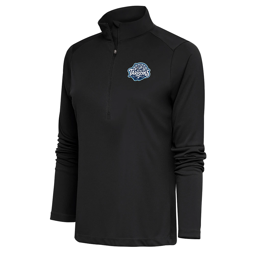 Women's Antigua Charcoal Tampa Tarpons Tribute Half-Zip Pullover Top