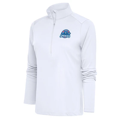 Women's Antigua White Tennessee Smokies Tribute Half-Zip Pullover Top