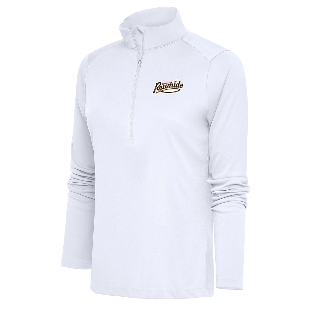 Women's Antigua White Visalia Rawhide Tribute Half-Zip Pullover Top