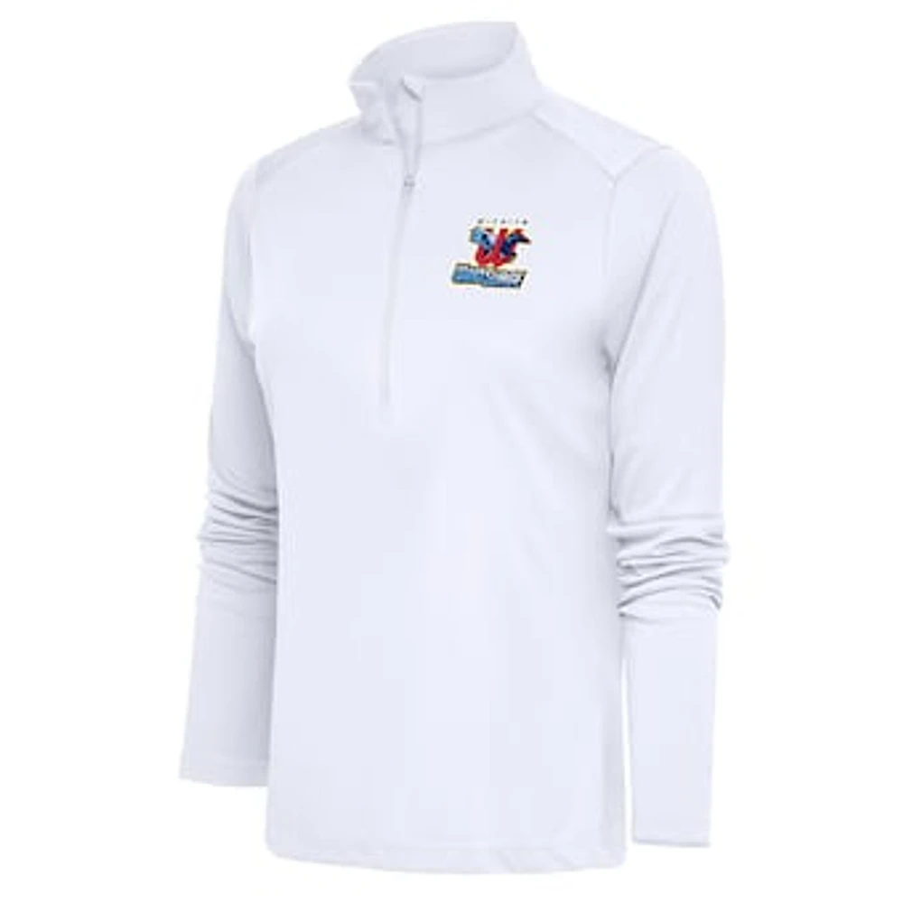 Women's Antigua White Wichita Wind Surge Tribute Half-Zip Pullover Top