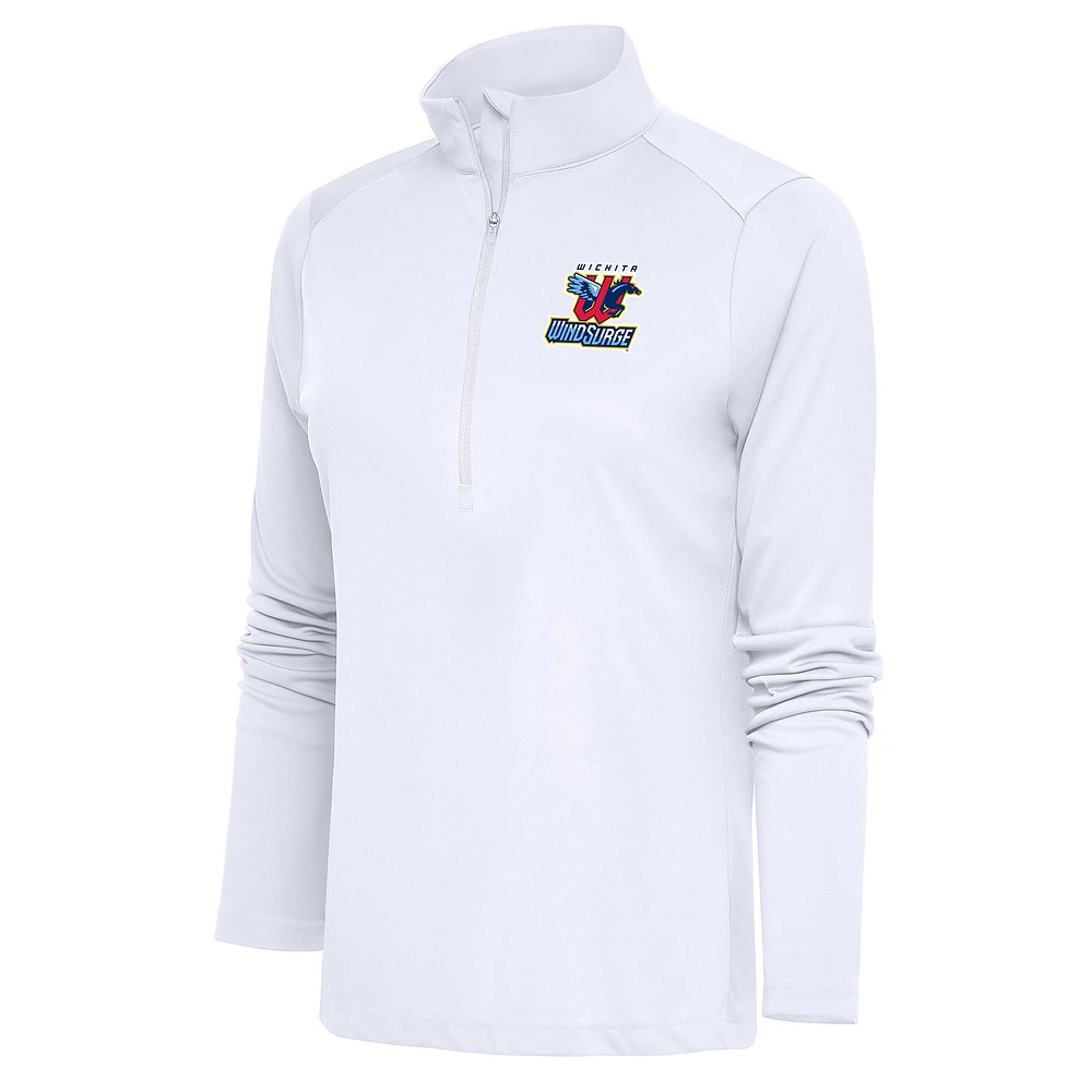 Women's Antigua White Wichita Wind Surge Tribute Half-Zip Pullover Top