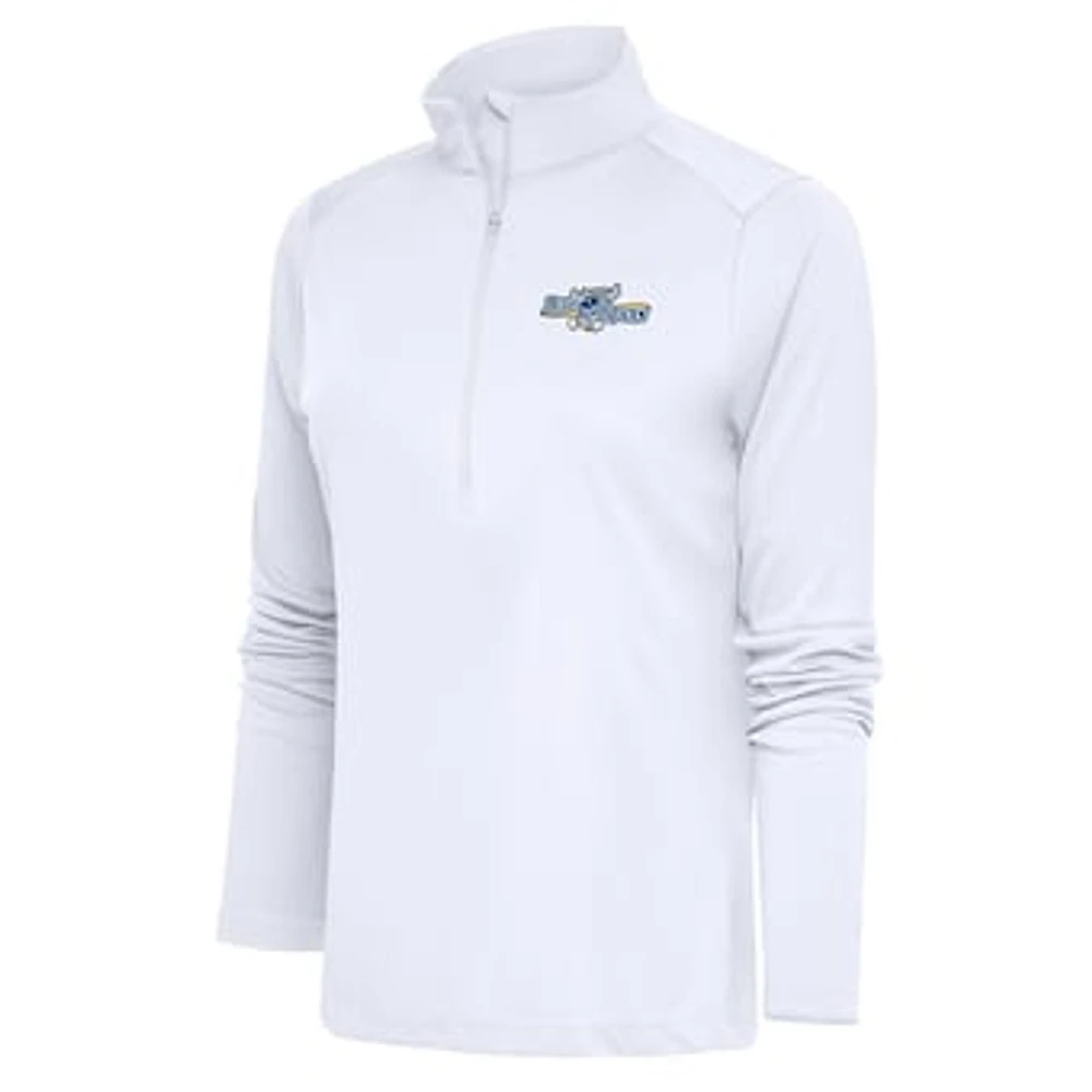 Women's Antigua White Wilmington Blue Rocks Tribute Half-Zip Pullover Top