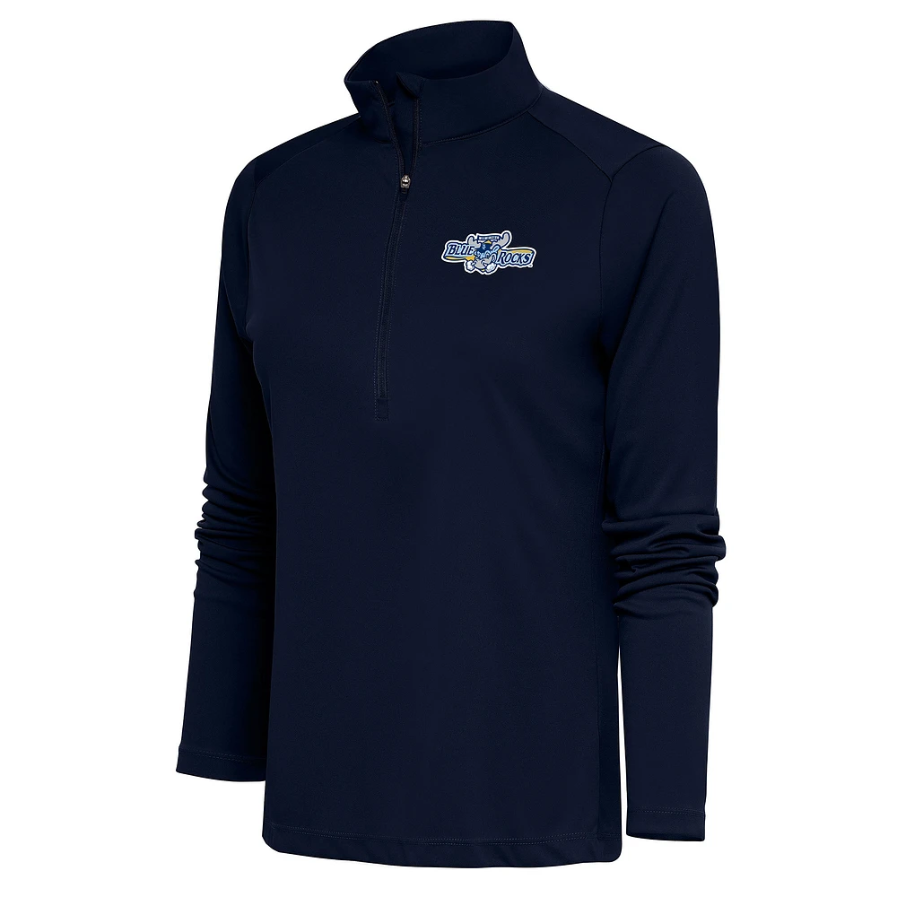 Women's Antigua Navy Wilmington Blue Rocks Tribute Half-Zip Pullover Top